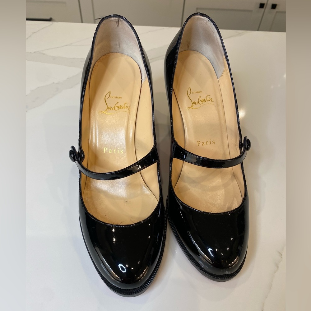 Christian Louboutin - Top Street 85 Patent/Cuoio Heel (Mary Jane style) - Black